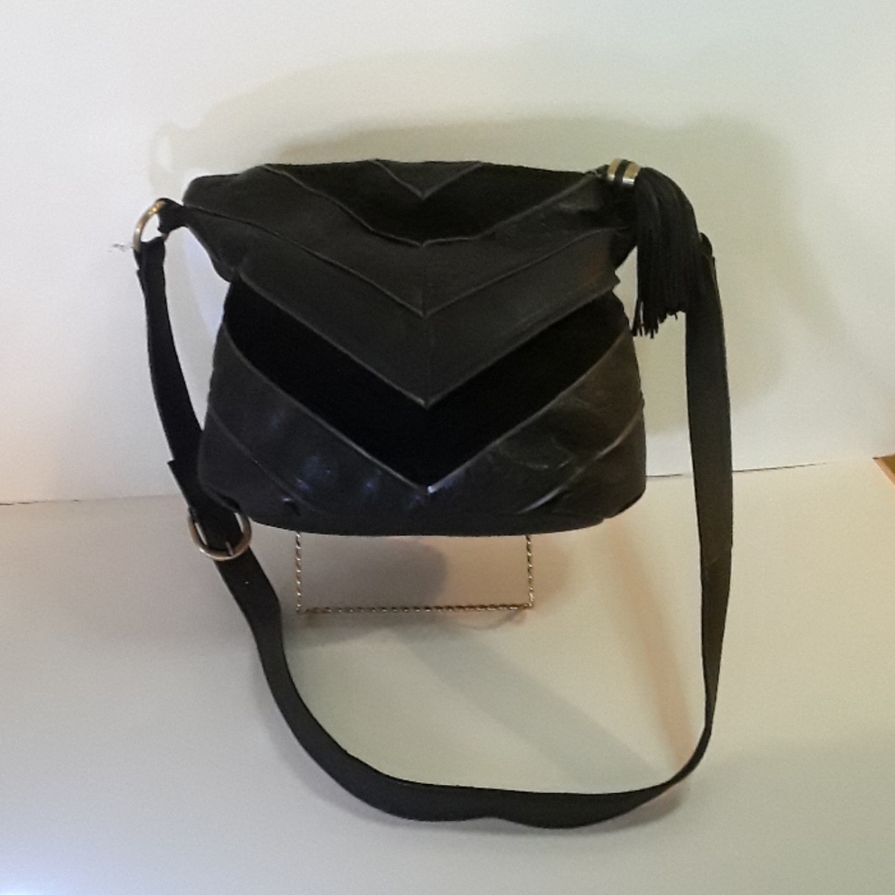 Mixed Media Black Purse Fringe Tassell